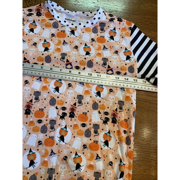 New!  Girl’s Medium 7/10 Halloween Shirt Dress & Striped Tights Adorable Bundle - Picture 6 of 9